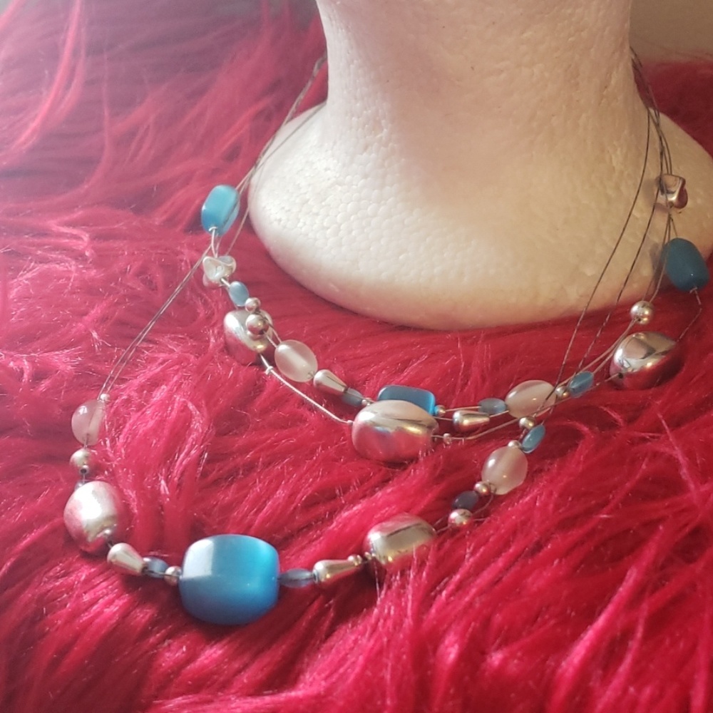Ice blue and silver necklace